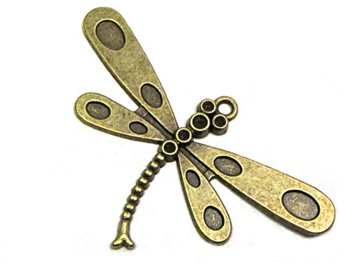 Anhnger Libelle, verziert, bronzefarben, ca. 64x35mm